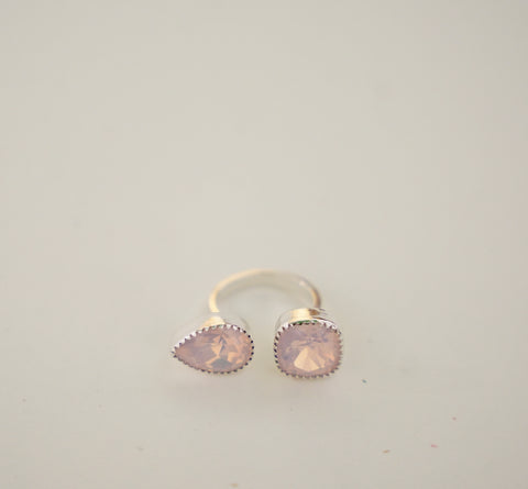 Adjustable Pink Crystal Ring (Size 8)