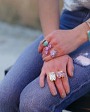 Turquoise and Pink Gem Adjustable Ring (8)