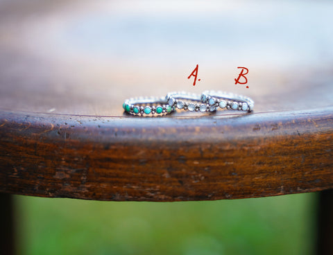 Mother of Pearl (A) and Opal (B) Eternity Bands (size 7)
