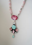 Crystal and Turquoise Conch Beaded Necklace