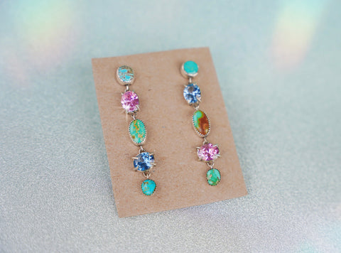 Royston Turquoise and Gem Earrings
