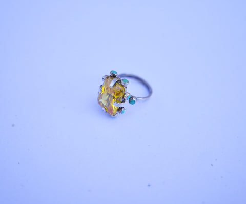 Yellow Gem and Turquoise Ring (size 7)