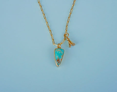 Gold Plated Royston Turquoise Necklace (16”)