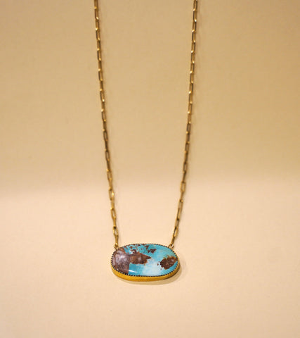 Royston Turquoise 18K Gold Plated Necklace (16”)