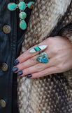 Long Oval Mother of Pearl and Turquoise Ring (7)