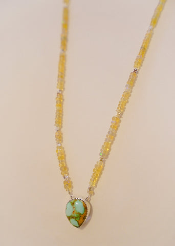 Royston Turquoise and Opal Beaded Necklace (18”)