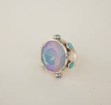 Crystal and Kingman Turquoise Ring (Size 7)