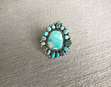 Royston Turquoise and Sterling Silver Cluster Ring