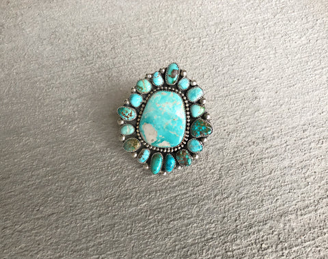 Royston Turquoise and Sterling Silver Cluster Ring